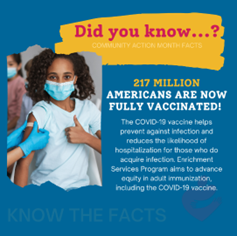 Enrichment Services' vaccine equity messaging campaign graphic sample