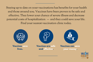 Enrichment Services' vaccine equity messaging campaign graphic sample