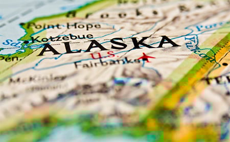 Map of Alaska in an atlas