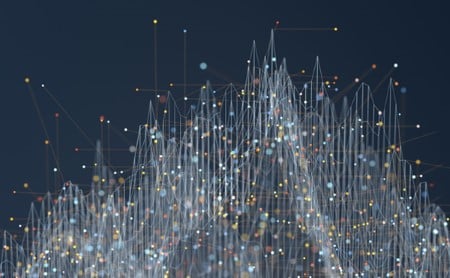 A collection of data points in the rough shape of a line graph