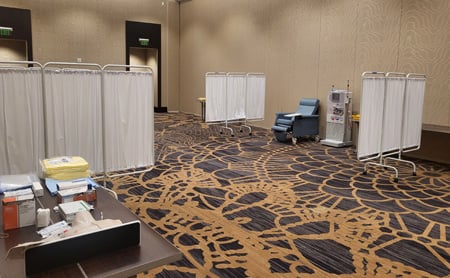 Training room set up for a typical dialysis simulation