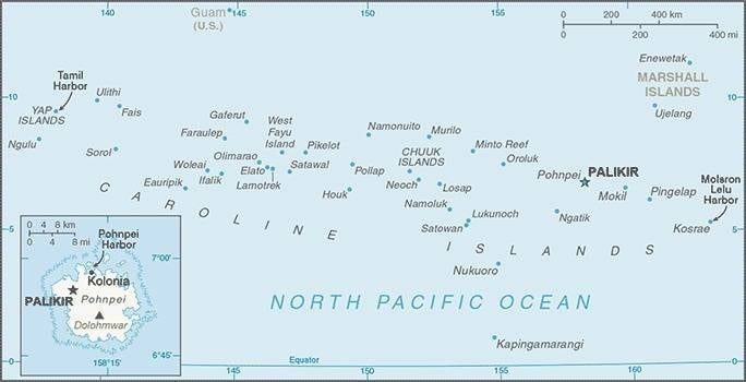 Map of the Federated States of Micronesia from the CIA World Factbook