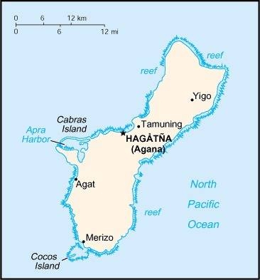 Map of Guam from the CIA World Factbook
