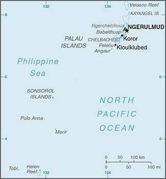 Map of the Repubic of Palau from the CIA World Factbook
