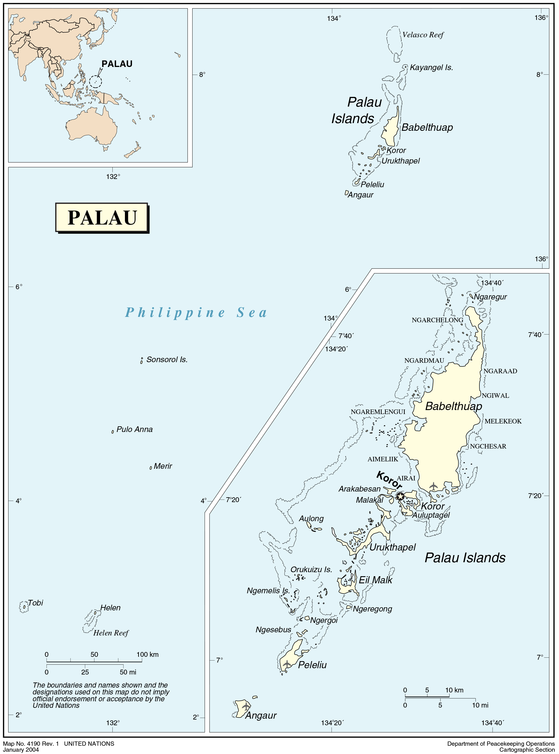 Map of the Repubic of Palau from the United Nations