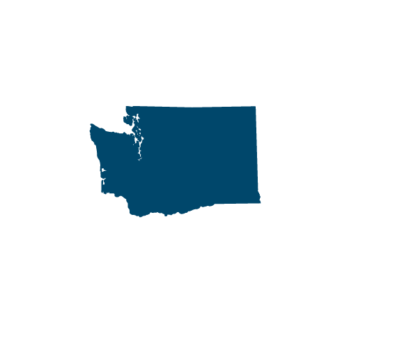 Dark blue silhouette of Washington state