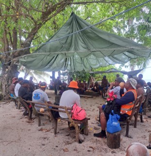 Community members meeting in the Federated States of Micronesia (credit: Patrick Abraham)