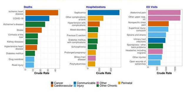 Chart: Leading Causes of Death Hospitalization ED Visits for CA Latino Population (2018-2020)