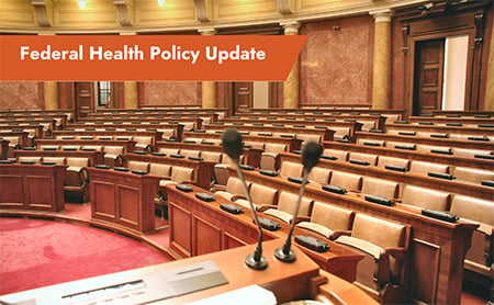 View of a congressional legislative chamber. ASTHO Federal Health Policy Update banner in the upper right