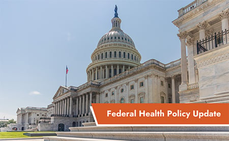 East entrance to the U.S. Capitol. ASTHO Federal Health Policy Update banner in lower right