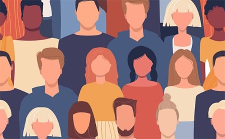 Illustration of a large group of diverse people