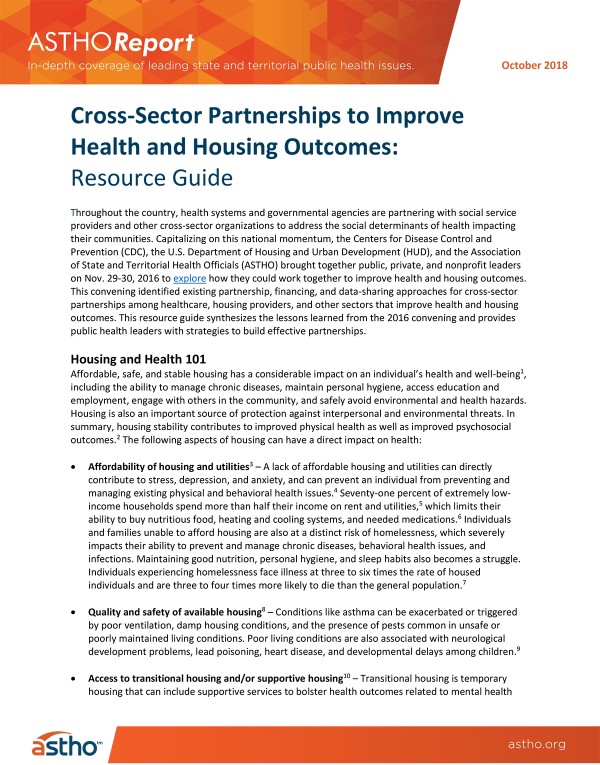 Cross-Sector Partnerships to Improve Health and Housing Outcomes: Resource Guide