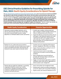 Page 1 of Clinical Practice Guideline for Prescribing Opioids Health Equity Considerations for Opioid Therapy brief
