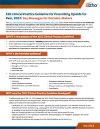 Page 1 of Clinical Practice Guideline for Prescribing Opioids Key Messages for Decision-Makers brief