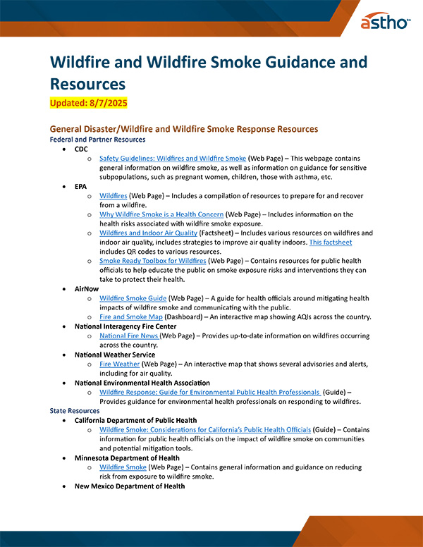 Page 1 of Wildfire and Wildfire Smoke Guidance and Resources