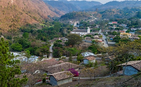 A rural village in Honduras, nestled in a valley