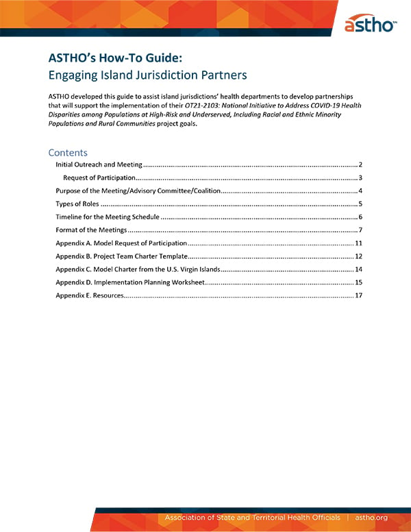 Cover page of ASTHO’s How-To Guide: Engaging Island Jurisdiction Partners