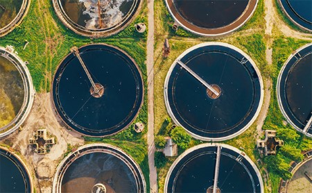 Aerial view of a water treatment plant