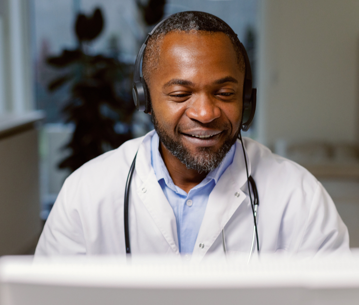 african american doctor with headphones