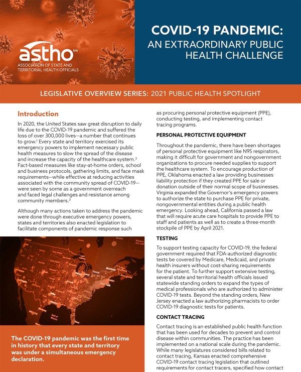 ASTHO's 2021 COVID-19 Legislative Prospectus (PDF)